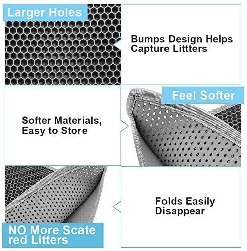 Bulkniu Cat Litter Mat, 15"x24", Waterproof, Durable & Easy to Clean, Grey