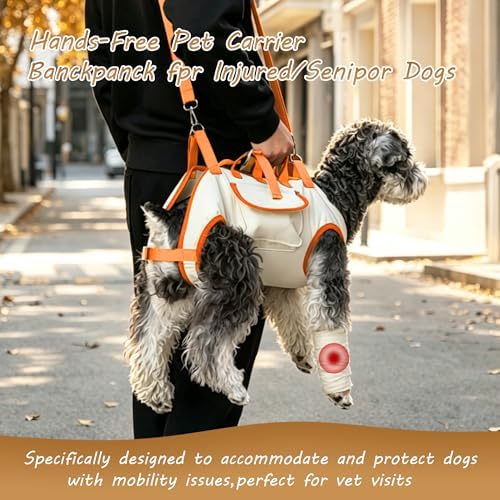 YAODHAOD Hands Free Dog Backpack Carrier for Small Dogs, Breathable Pet Carrier with Adjustable Straps,Portable Shoulder Carrier Sling Backpack for Hiking, Camping, Walking, Cycling (Orange, M)