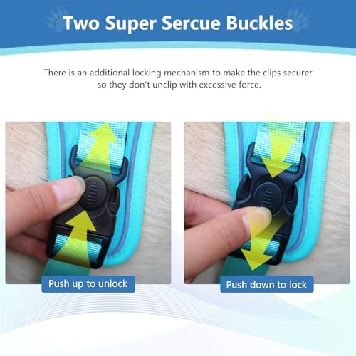 Dog Harness, Upgraded Escape Proof Adjustable Vest Puppy Outdoor Walking, Soft Breathable Jacket with Reflective Strips for Dark Night 559 (Blue, S)