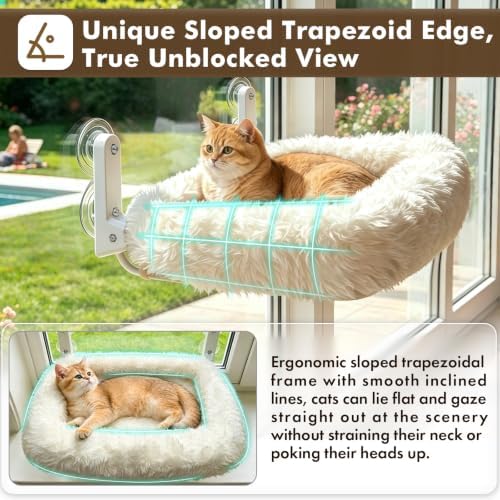 Zoratoo Foldable Cat Window Perch, Widened Cushion Cat Bed for Large Cats