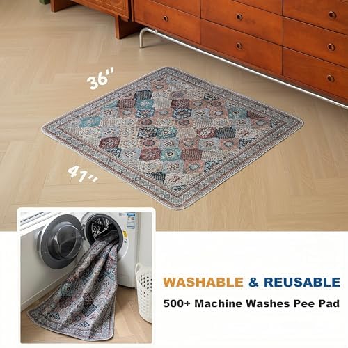 Non-Slip Washable Pee Pads for Dogs, 2 Pack Super Absorbent and Leak-Proof Reusable Puppy Pads, Pet Training Pads Protect Against Urine Leakage, Soft, Quick-Dry(36x41In)
