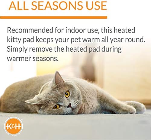 K&H Pet Products Thermo-Kitty Bed Deluxe Heated Cat Bed for Large Kitties - Indoor Heated Pet Bed for Dogs & Cats, Covered Cave Pet Tent, Machine Washable, Safety Listed - Large 20in Tan/Leopard