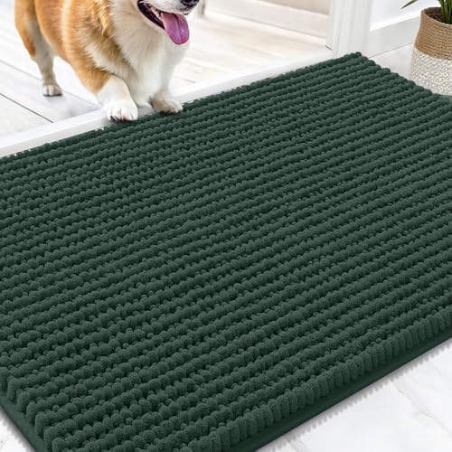 OLANLY Dog Door Mat for Muddy Paws 30x20, Extra Absorbent Chenille Mud Mat