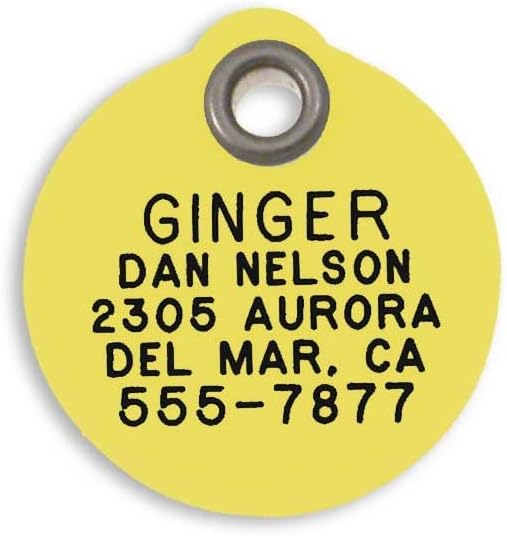 LuckyPet Pet ID Tag - Smiley Face - Durable Plastic Dog & Cat Tags - Deeply Custom Engraved on Back - Color: Yellow, Size: Medium