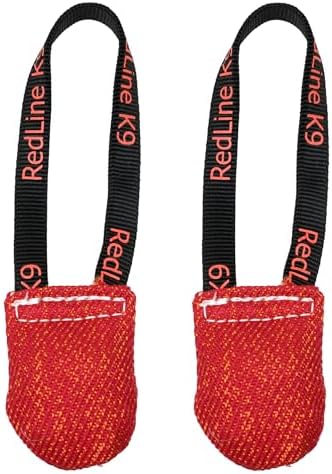 REDLINE K-9 Red French Linen 3" x 4" 1 Handle Pocket tug Toy Bundle of 2 Dog Tug Toy