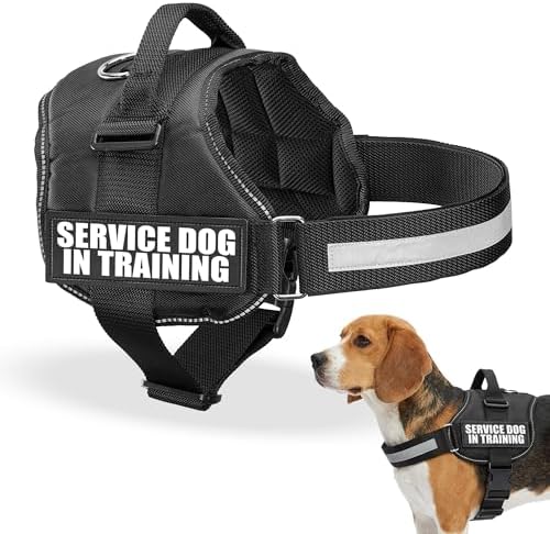 Industrial Puppy Service Dog in Training Vest Harness, Medium 25"-32" Black