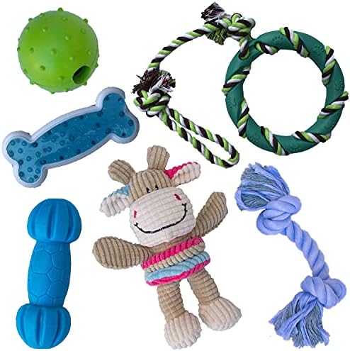 rocket & rex Puppy Chew Toys for Teething, Natural Rubber Set (6pk)