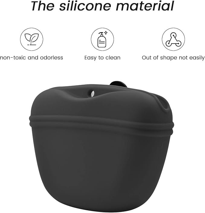AUDWUD Silicone Dog Treat Pouch with Clicker Magnetic Closure Secure Clip | Upgraded clip keeps your treat pouch secure during training.Magnetic closure allows fast one hand access.Includes dog click