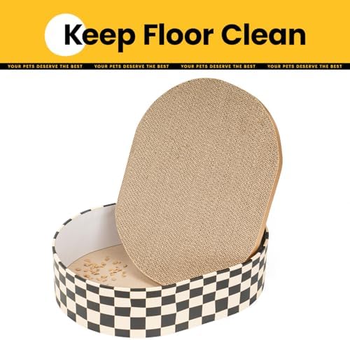 Conlun Oval Cat Scratcher Box with 4 Scratching Pads | Medium