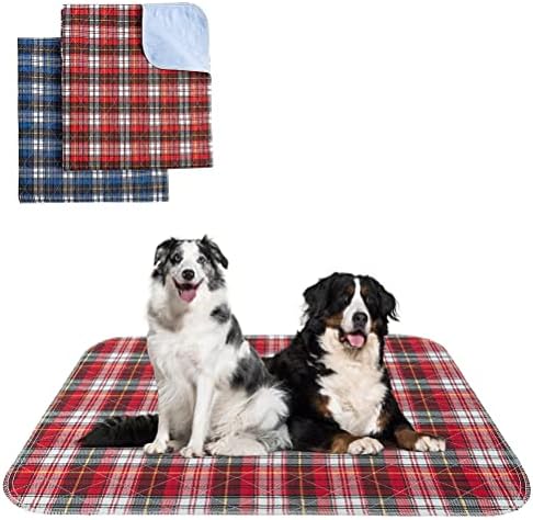 KOOLTAIL Washable Pee Pads for Dogs - Waterproof & Non-Slip Plaid Puppy Potty Training Pads, Reusable Whelping Pads, Dog Food Feeding Mat, 36"x41"