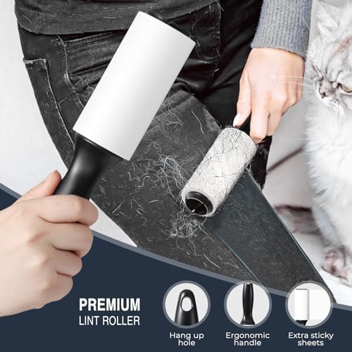 Vinabo Lint Rollers,Pet Hair Remover,1 Handle with 6 Extra Sticky Lint Roller Set for Clothes,Lint Rollers for Pet Hair,Dust,Lint,Sofa,Bed and Carpet,Extra Sticky & Easy Peeling-60 Sheets/Roll