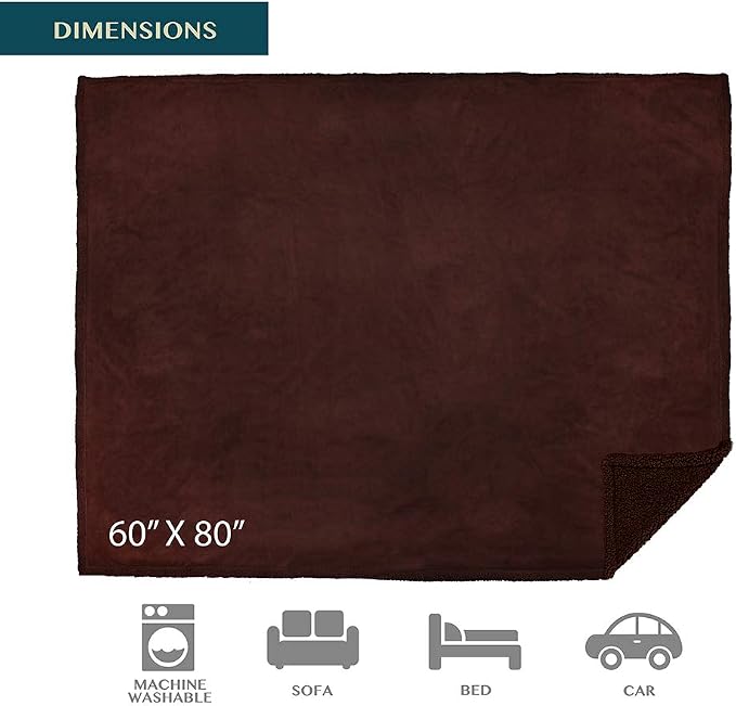 Pavilia Waterproof Couch & Dog Blanket | Plush Soft Warm Fuzzy Sherpa, Brown, 90x90