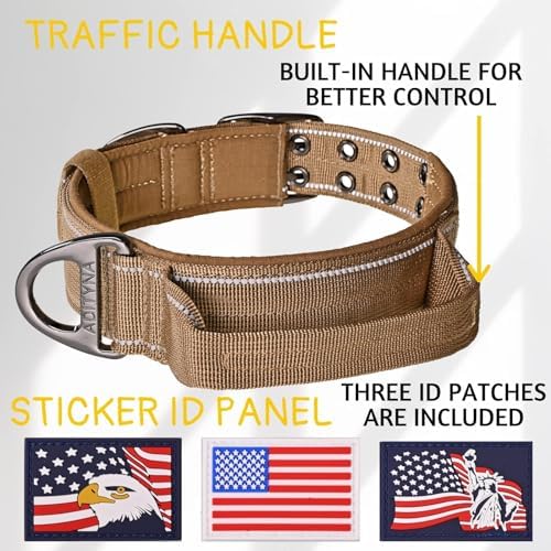 ADITYNA Heavy Duty Dog Collar for Large Dogs with Traffic Handle