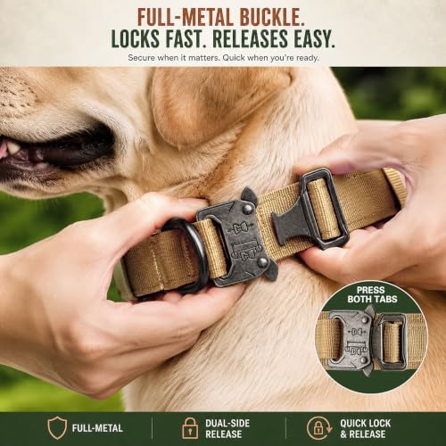 Tactical Dog Collar with Handle, Heavy Duty Nylon for Large Dogs