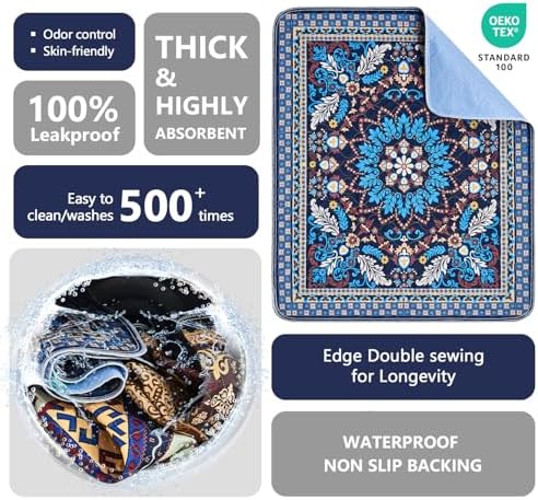 Qeils Washable Pee Pads, Super Absorbent Puppy Pads, 2 Pack 72"x72"