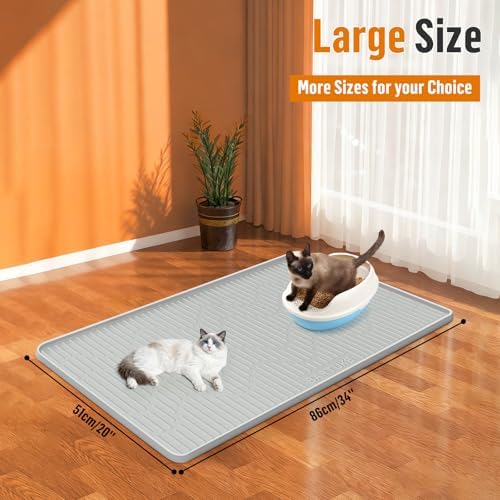 Silicone Cat Litter Box Mat 34"x 20" Extra Large Cat Rubber Mat