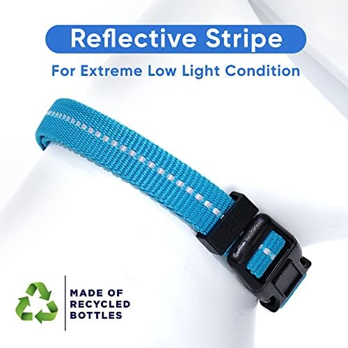 Pawtitas Recycled Dog Collar with Reflective Stitched Puppy Collar Made from Plastic Bottles Collected from Oceans Large Teal Turquoise Wave