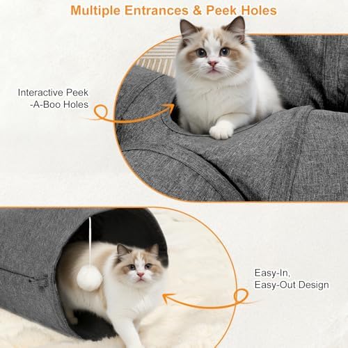 Ownpets 12" Large Cat Tunnel 3-Way U-Shape Oxford Fabric for Large Cat