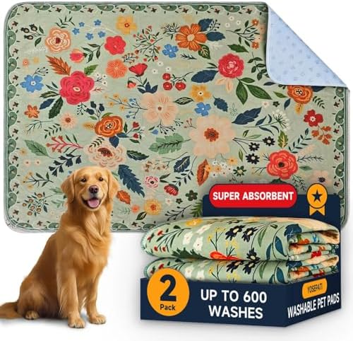 Washable Pee Pads for Dogs 2 Pack, Puppy Pads with Pheromones, 2026 Upgraded PuppyPad 48"x32" Super Absorbent Quick Dry Dog Training Pads, Waterproof & Non-Slip Whelping Pads for Crate,Floor,Sofa