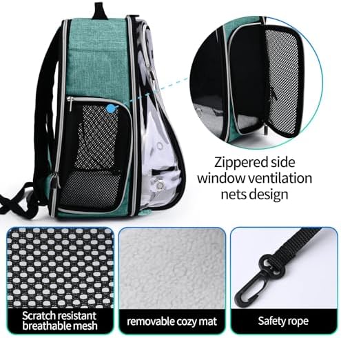 BAGLHER Cat Carrier Backpack Bubble - Fit Up to 18 Lbs - Airline-Approved Dog Backpack Carrier for Small Pets Puppies Dogs Bunny, Space Capsule Dog Carrier Backpack for Travel Outdoor Hiking, Green