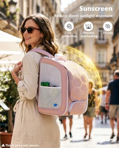 Pecute Cat Backpack Carrier,Large Space Cat Bubble Backpack,Ergonomic,Pink