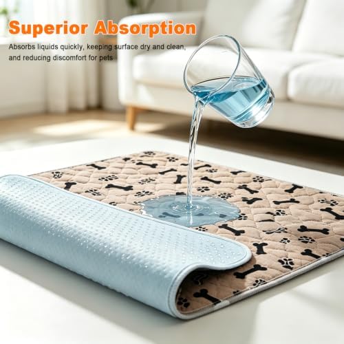 Puppy Pee Pads with Pheromones 2Pack, Washable Puppy Training Pads for Dogs Reusable Puppy Potty Pads for Dogs and Cats(with Pet Hair Removal Gloves)