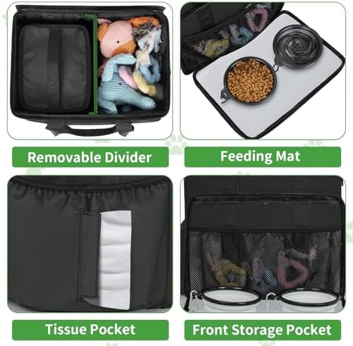 TORIBIO Large Dog Travel Bag for Supplies with Food Bowl