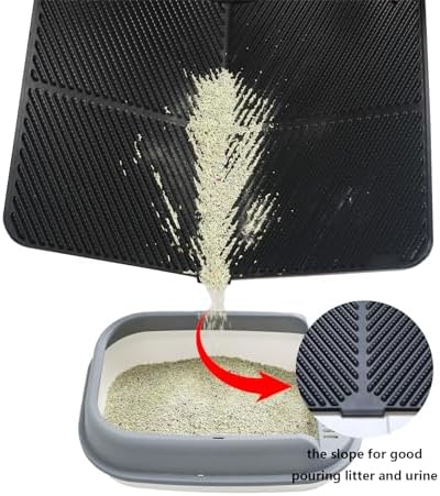 Silicone Cat Litter Mat,Extra Large Litter Trapping Mat,Waterproof Litter Box Mat for Floor,Easy Clean,Non-Slip Litter Catcher Mat,Cat Supplies Needs (Black, 31x23x0.26 in)