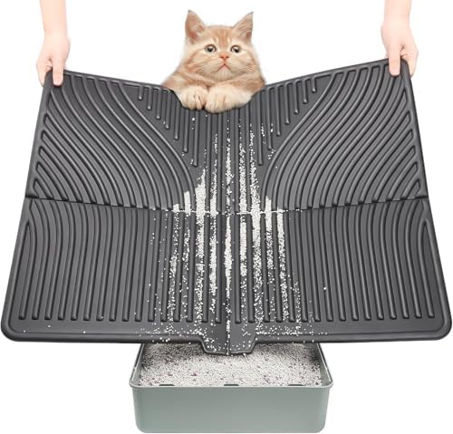 UPSKY Large Cat Litter Mat 31" x 24 Waterproof and Washable, Soft on Paws