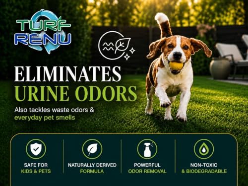 Bio-Enzymatic Artificial Turf Cleaner & Pet Urine Odor Eliminator Bundle, 32 oz Hose-End Hydro Sprayer + 1-Gallon Refill, for Synthetic Grass, Patios, Concrete & Kennels