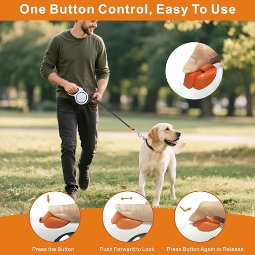Retractable Dog Leash,16ft Retractable Lead with Bungee Leads for 2 Dogs,Double Leash with Dog Safety Harness Buckle, Extendable Lead 5m for Medium Large Dogs (White, 5m)