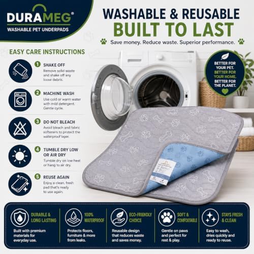 Washable Puppy Pads 36x36, 2 Pack Reusable Dog Pee Pads Pet Training Pads