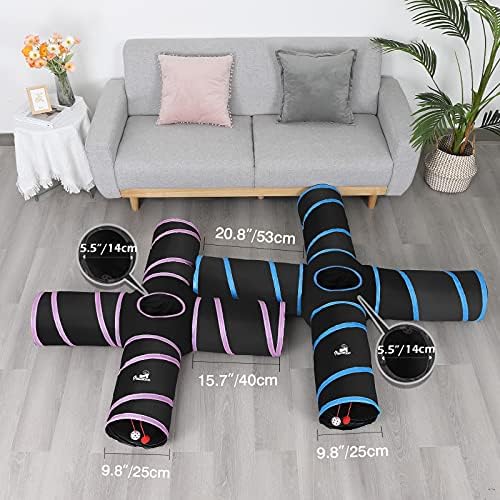 Pawaboo Cat Tunnel, Cat Tunnels for Indoor Cats, 4-Way Foldable Cats Tube