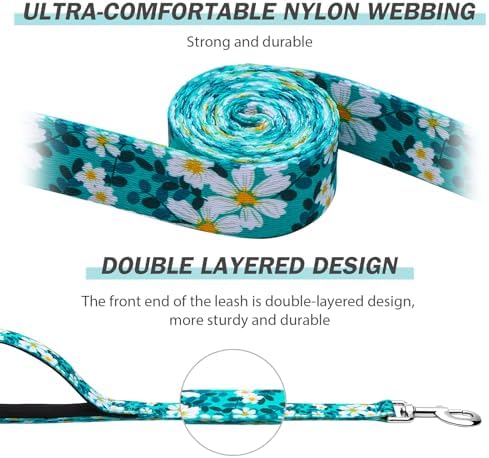 Hikiko 6FT Dog Leash Padded Double Handle with Designed Pattern