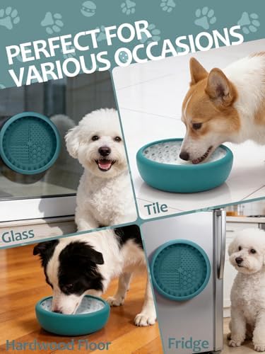 Dog Lick Bowl for Large Dogs, Lick Mat, Slow Feeder Lick Bowl with Brush and Scraper,Strong Suction, Freeze Licking Bowl for Anxiety Relief, Enrichment & Distraction, Dishwasher Safe 7.6 * 3.5 inch