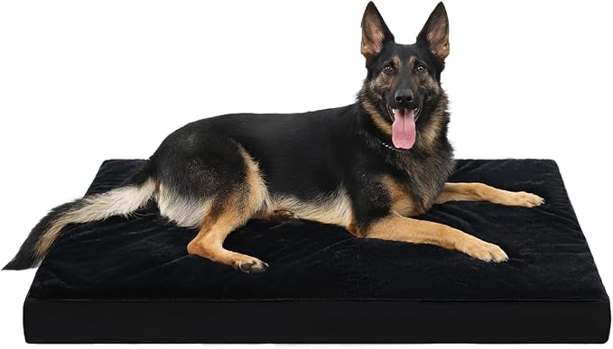 KSIIA Orthopedic Dog Bed for Extra Large Dogs with Waterproof, Black, 47x29 | Deluxe Soft Plush Dog Crate Bed, Washable Pet Mat with Removable Cover & Egg Crate Foam for Extra Large Dogs Sleeping