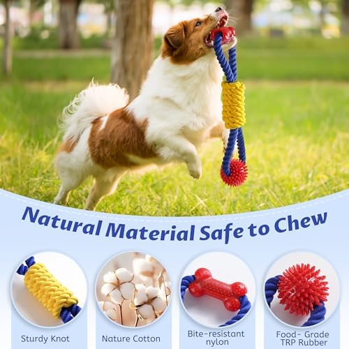 Aitmexcn Dog Rope Toy, Interactive Tug of War Toy for Medium and Large Dogs