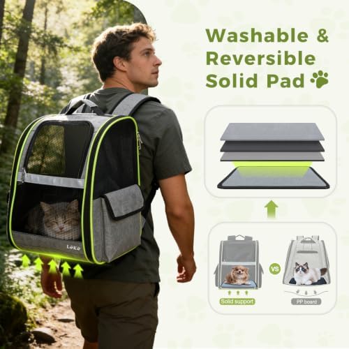 Lekereise Cat Backpack Carriers, Dog Carrier Backpacks with Breathable Mesh for Small Medium Cats Dogs Puppy Up to 18 Lbs, Pet Foldable Carrying Backpack Ventilated for Travel Hiking Collapsible