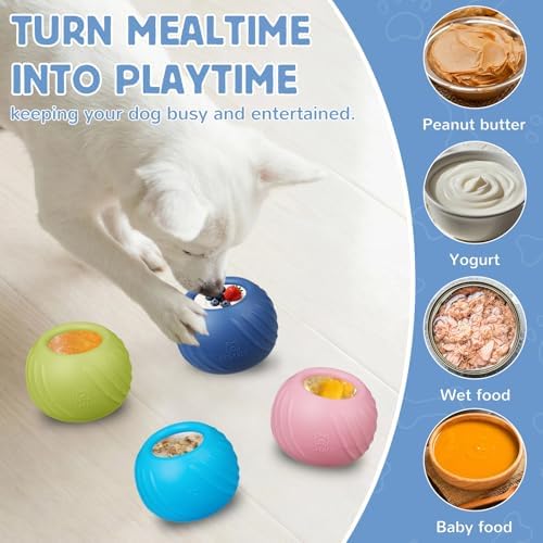 Long-Lasting Dog Lick Toy, Wobbly Dog Enrichment Lick Bowl to Keep Dogs Busy, Interactive Stuffable Dog Treat Feeder for Boredom, Silicone Treat Dispensing Chew Toy(Dark Blue,L)