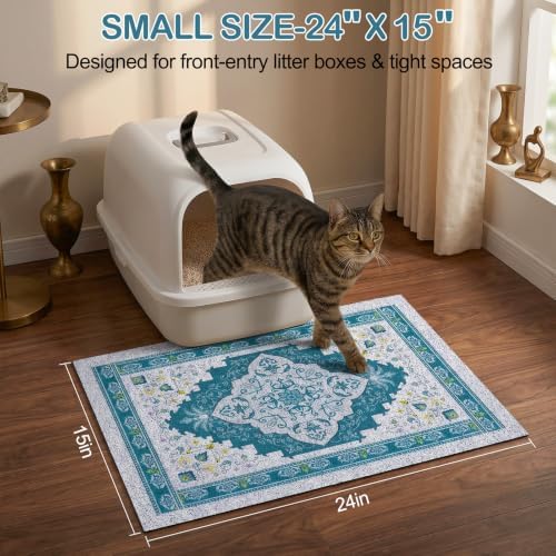 Glittme Cat Litter Mat, 24"x15" Non-Slip Washable Trapping Mat for Cats