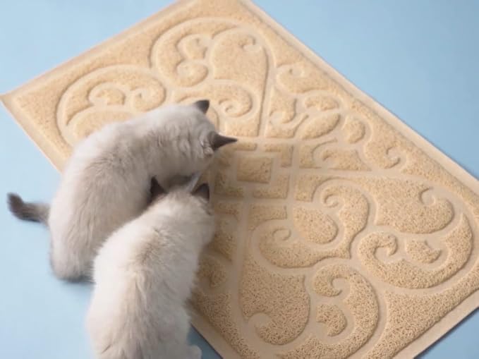 PetLike Cat Litter Box Mat, Thick Kitty Litter Trapping Mat, Durable,Waterproof &Washable with Non-Slip Backing, Soft on Kitty Paws and Easy to Clean, BPA Free