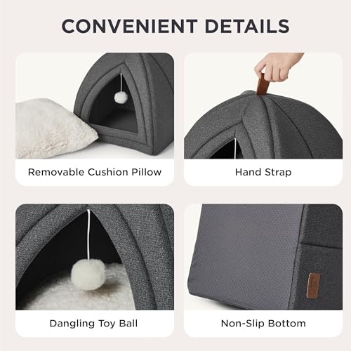 Bedsure 2in1 Cat Beds for Indoor Cats Cave for Kitten with Washable Pillow