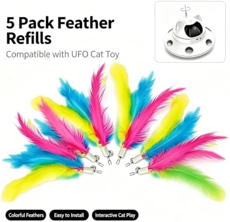 Antenna Mounted Feather Refill, Replacement Accessory 3-in-1 Auto Cat Toy (Only Feather Attachment, Toy Base Not Included)