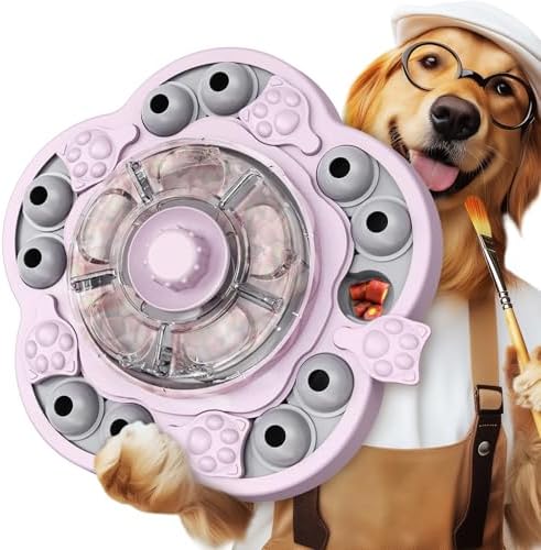 KADTC 3-Level Dog Puzzle Toy, Spin to Release Treat Dispenser, Slow Feeder