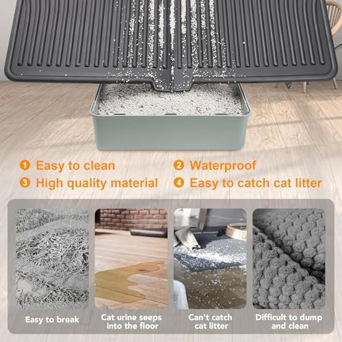 UPSKY Large Cat Litter Mat 31" x 24 Waterproof and Washable, Soft on Paws