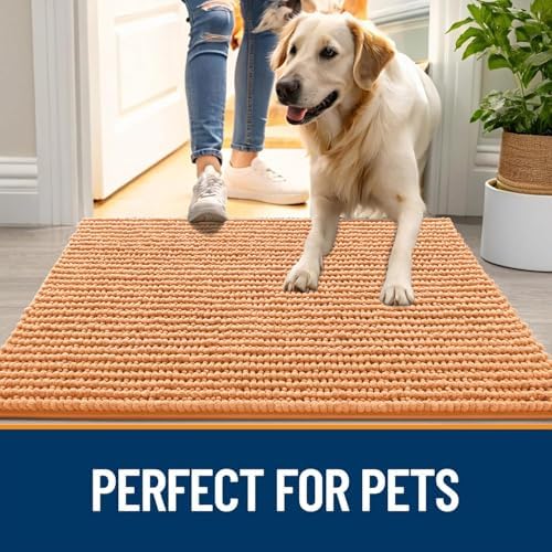 OLANLY Dog Door Mat for Muddy Paws 44x24, Extra Absorbent Chenille Mud Mat