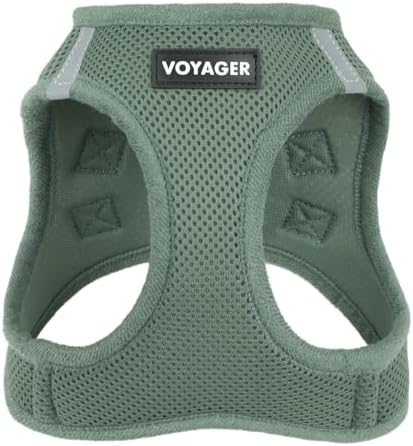 Best Pet Supplies - All Weather Mesh/Plush, Reflective, No Pull Harness for Small, Medium Dogs, Cats - Secure with Hook & Loop Fastener, Buckle, Double D-Rings - Moss Green, S