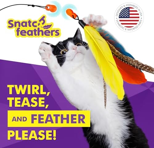Cat Amazing Snatch Feathers Replacement Pack - 3 Magnetic Feather Attachments for The Snatch Magnetic Wand - Cat Toy Feathers – Cats Can Really Catch!