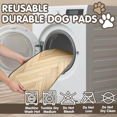 2PC Reusable Wood Pattern Mat, Washable Non-Slip Dog Pee Pads 35x24in