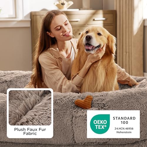 Bedsure Human Dog Bed for Adult, Plush Giant Calming Nest Bed Orthopedic